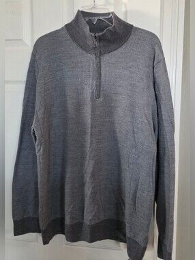 Brooks Brothers Extra Fine Q00% Merino Wool 1/4 Zip Gray Sweater XXL